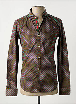 Chemise manches longues imprimé fantaisie marron GMF 965 homme