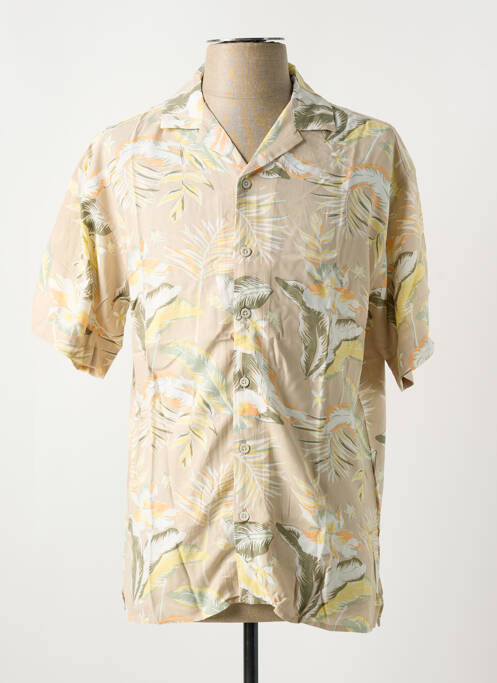 Chemise manches courtes beige JACK & JONES pour homme