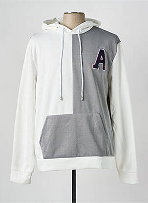 Sweat-shirt à capuche broderie manches longues gris AARHON homme