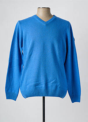 Pull col v manches longues bleu BACK TO ALASKA homme