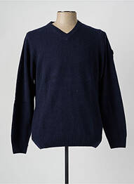 Pull col v manches longues bleu BACK TO ALASKA homme