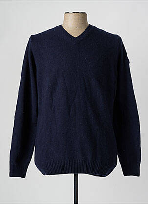 Pull col v manches longues bleu BACK TO ALASKA homme