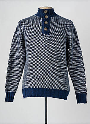 Pull tissage jacquard manches longues bleu PRIVATI FIRENZE homme