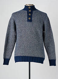 Pull tissage jacquard manches longues bleu PRIVATI FIRENZE homme