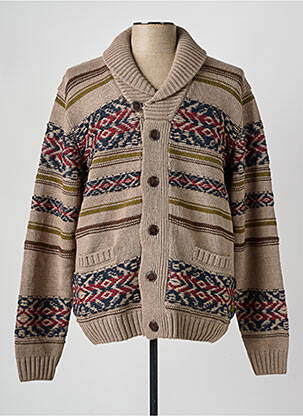 Gilet manches longues col châle marron JACK & JONES homme