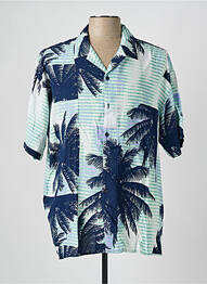 Chemise manches courtes col tailleur bleu JACK & JONES homme