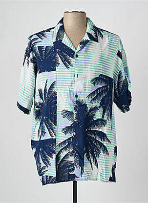 Chemise manches courtes col tailleur bleu JACK & JONES homme