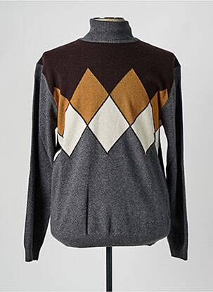 Pull col roulé gris PRIVATI FIRENZE pour homme