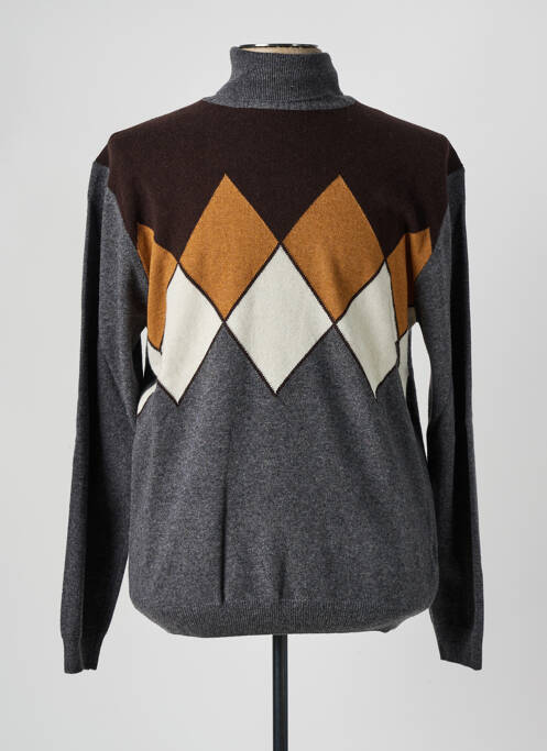 Pull col roulé gris PRIVATI FIRENZE pour homme