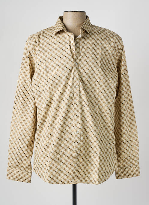 Chemise manches longues beige JACK & JONES pour homme
