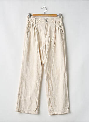 Pantalon droit taille élastique beige MANGO femme