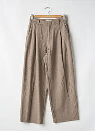 Pantalon droit fermeture zippée sous rabat avec crochet beige UNIQLO femme
