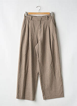 Pantalon droit fermeture zippée sous rabat avec crochet beige UNIQLO femme