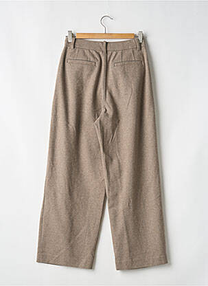 Pantalon droit fermeture zippée sous rabat avec crochet beige UNIQLO femme