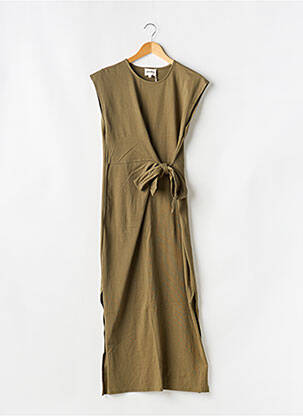 Robe longue manches courtes manches courtes vert GARANCE femme