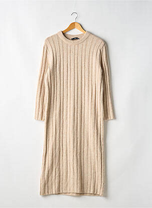 Robe pull col rond manches longues beige MANGO femme