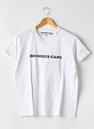 T-shirt sérigraphie floquée manches courtes blanc HOUMOUS femme
