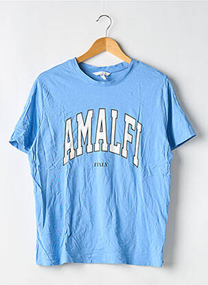 T-shirt sérigraphie floquée manches courtes bleu H&M femme