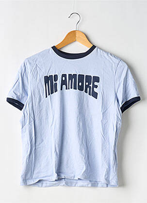 T-shirt sérigraphie floquée manches courtes bleu DIVIDED H&M femme