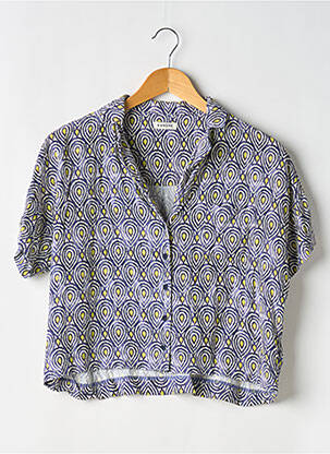 Chemisier imprimé fantaisie manches courtes bleu KANOPE femme