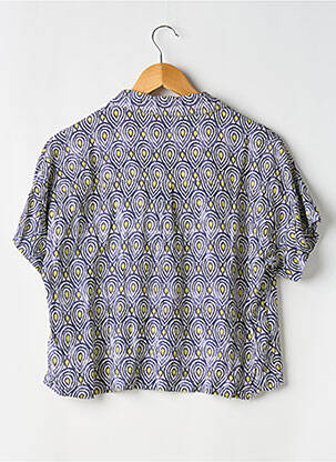 Chemisier imprimé fantaisie manches courtes bleu KANOPE femme