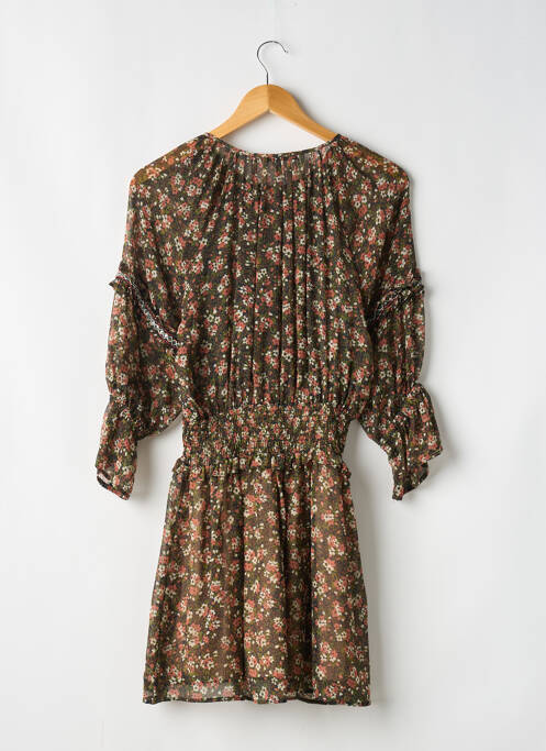 Robe mi-longue imprimé fleurs manches longues vert ZARA femme