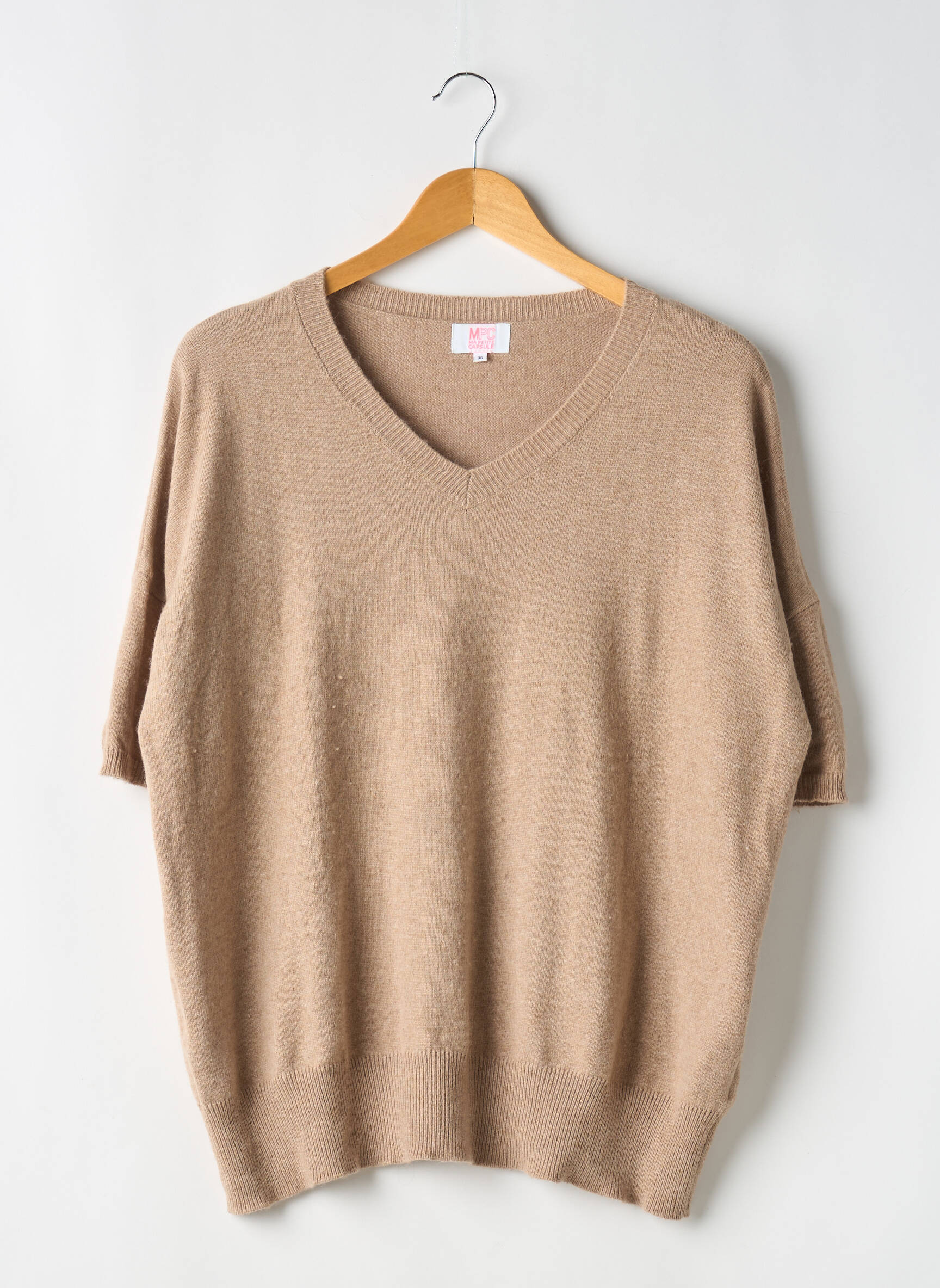 Petit Pull Femme Cecico S Marron/beige Ample - Tissage Extensible, Occasion Très Bon état