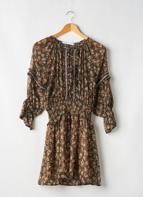 Robe mi-longue vert ZARA pour femme