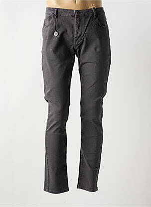 Pantalon slim fermeture zippée sous rabat boutonné gris SOLID homme