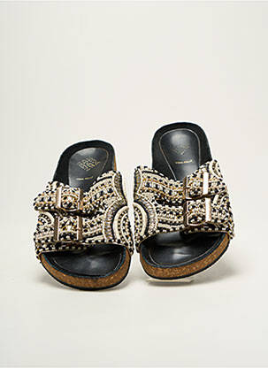 Mules/sabots tissage satiné talon plat jusqu'à 3cm noir SAN MARINA femme
