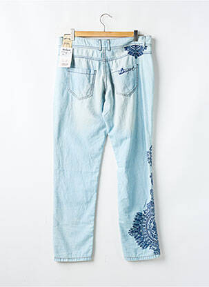 Pantalon droit fermeture zippée sous rabat boutonné taille normale bleu DESIGUAL femme