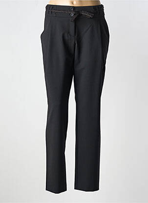 Pantalon chino fermeture zippée sous rabat boutonné taille normale noir O.K.S femme