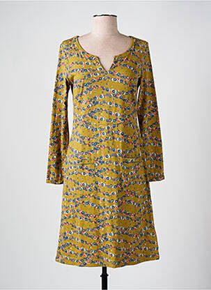 Robe mi-longue imprimé fleurs manches longues jaune WHITE STUFF femme