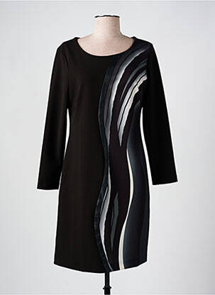 Robe mi-longue manches longues manches longues noir EVALINKA femme