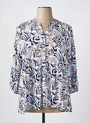 Blouse tissage popeline manches 3/4 bleu OLSEN femme