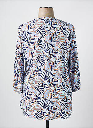 Blouse tissage popeline manches 3/4 bleu OLSEN femme