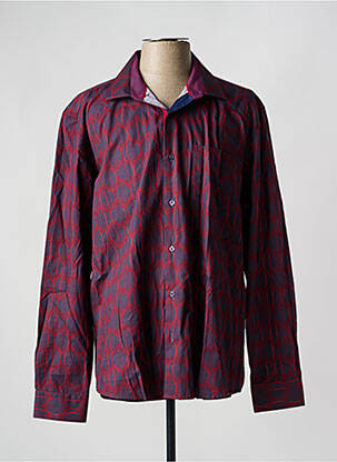 Chemise manches longues imprimé fantaisie rouge CAP 10 TEN homme
