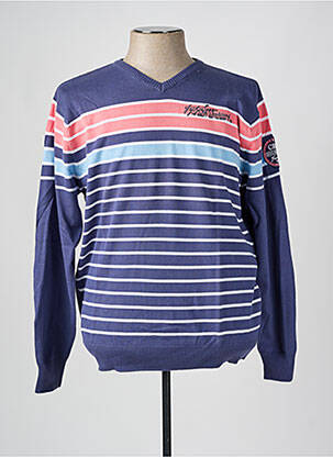 Pull col v manches longues bleu CBK homme