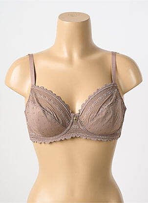 Soutien-gorge tissage dentelle haut soutien-gorge emboitant marron TRIUMPH femme
