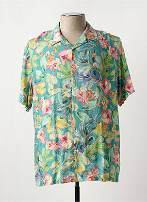 Chemise manches courtes col tailleur bleu SERGE BLANCO homme