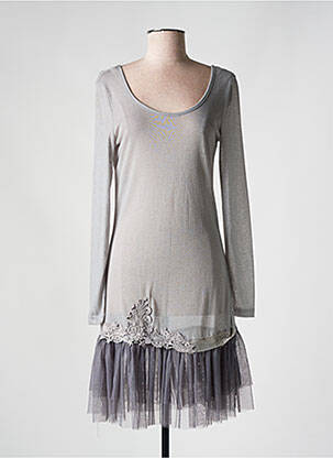 Robe mi-longue manches longues manches longues gris MOLLY BRACKEN femme