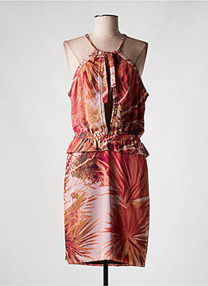 Robe mi-longue imprimé fleurs sans manche orange MAISON SCOTCH femme
