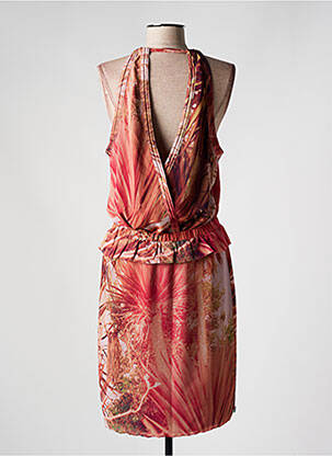 Robe mi-longue imprimé fleurs sans manche orange MAISON SCOTCH femme
