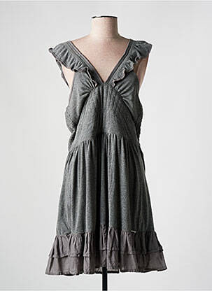 Robe mi-longue col v fines bretelles gris SUPERDRY femme