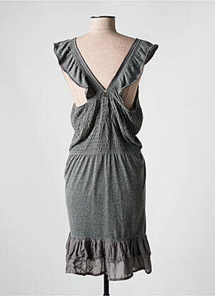Robe mi-longue col v fines bretelles gris SUPERDRY femme