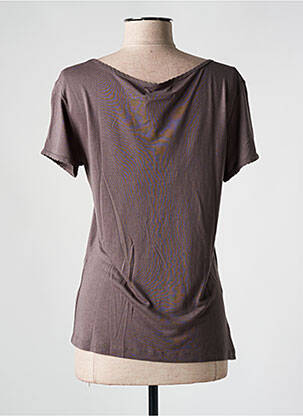 T-shirt sérigraphie avec strass manches courtes marron LE TEMPS DES CERISES femme