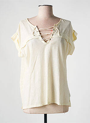T-shirt coupe droite manches courtes beige SCOTCH & SODA femme