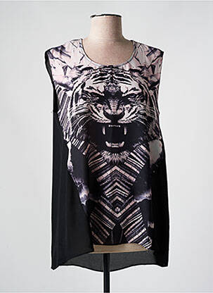 Top tissage crêpe sans manche noir SWEEWË femme