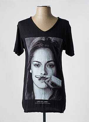 T-shirt imprimé fantaisie manches courtes noir ELEVEN PARIS femme