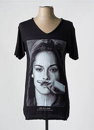 T-shirt imprimé fantaisie manches courtes noir ELEVEN PARIS femme